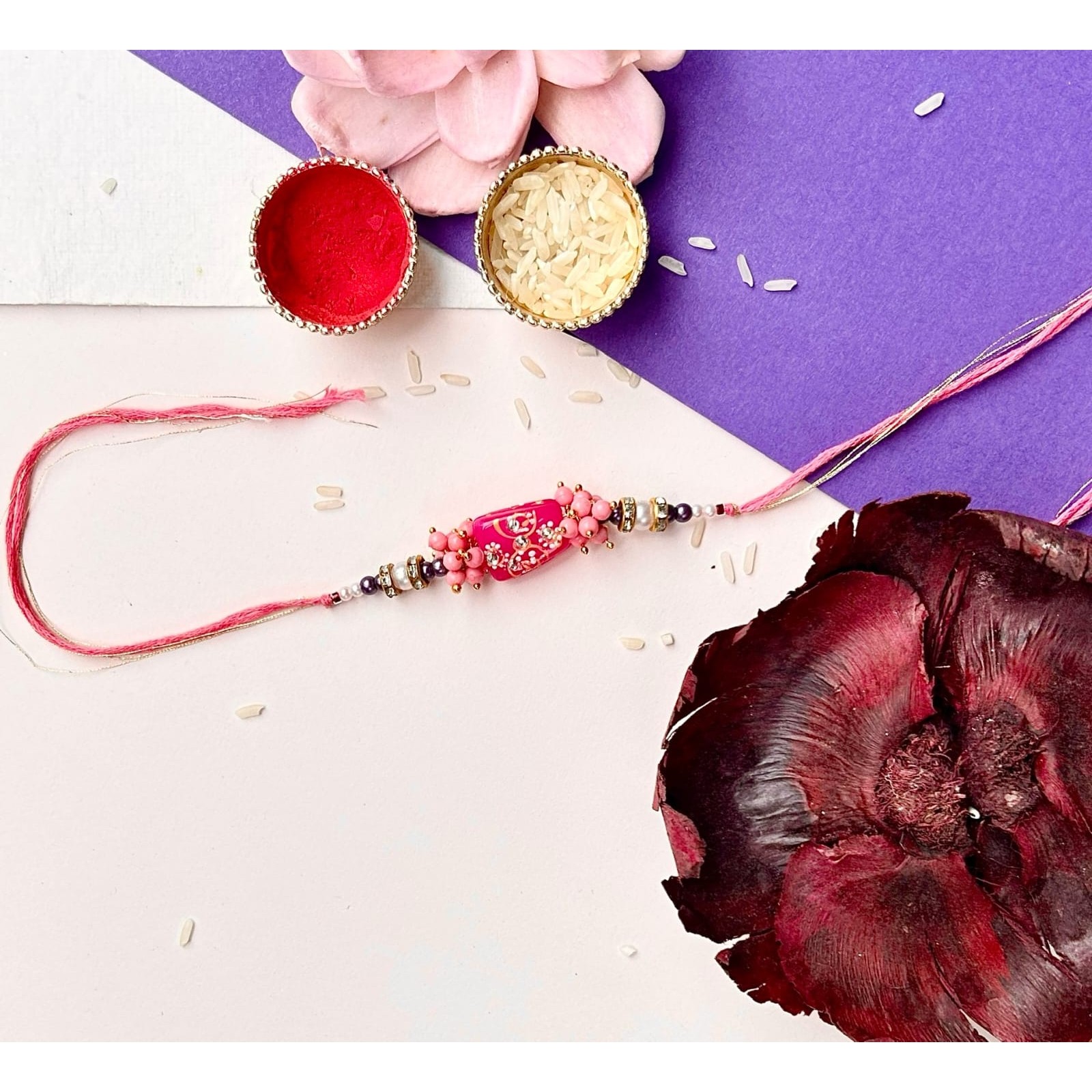 Pink Tumble Stone  Rakhi