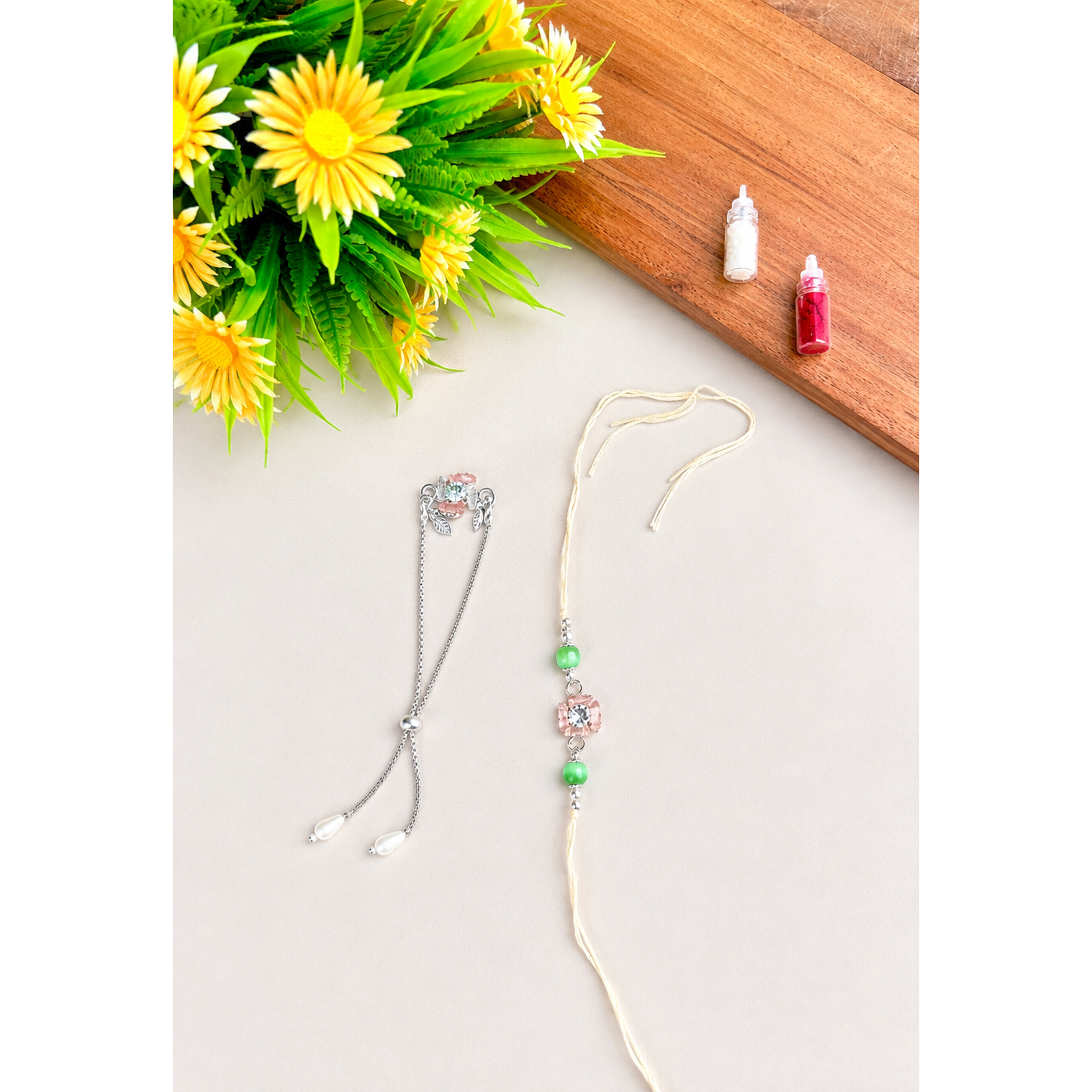 Pearl & Kundan Oval Rakhi Set (Pack of 2)
